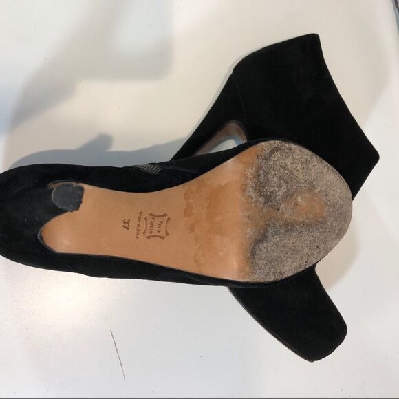 𝅺vero Cuoio Black Suede Ankle Boots Booties Stilettos Platform 37 size 6.5 - Picture 6 of 7